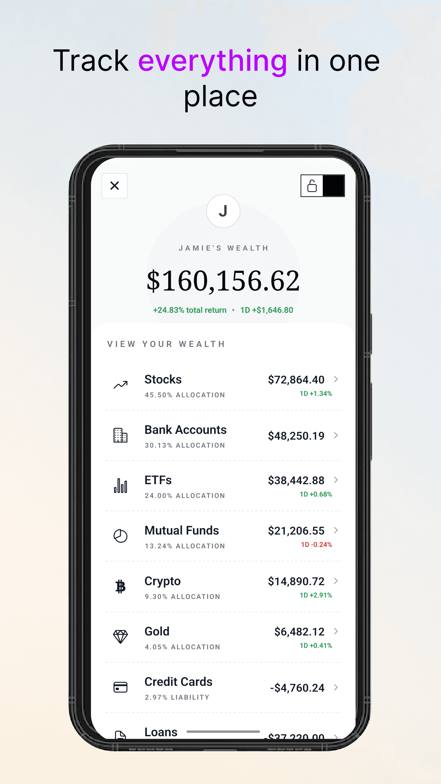 Net worth and every asset class tracked in one place